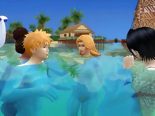 Bleach En La Playa Rukia Follada por Renji Fuertemente Anime Hentai Parodia